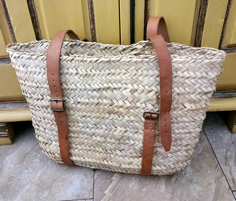 Outsize & Out-of-the-Ordinary Woven Backpack with Leather Straps